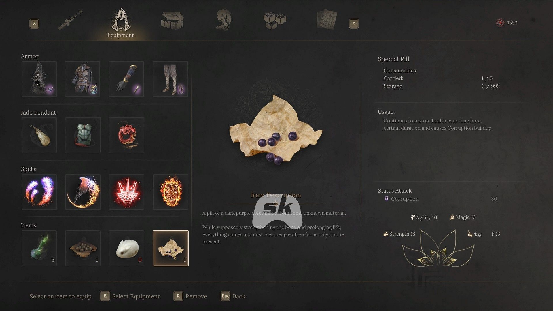 Special Pill's lore in Wuchang: Fallen Feathers (Image via Sportskeeda Gaming // 505 Games)